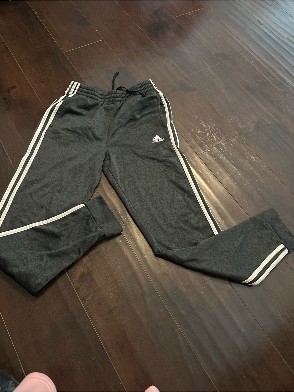 adidas Kids Dark Gray Joggers with White Stripes
